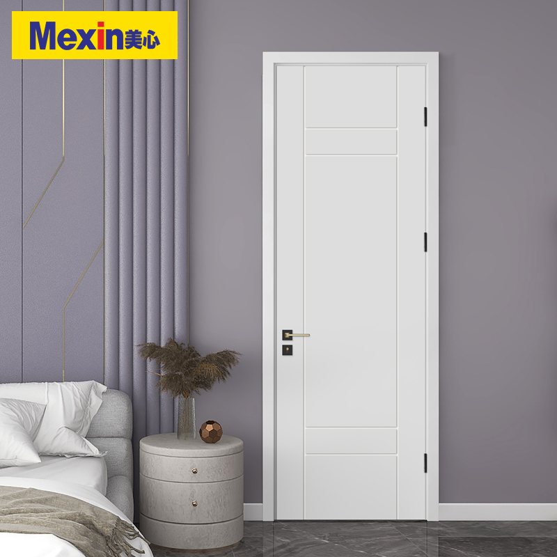 mexin美心木门卧室门书房门木质复合极简平板环保烤漆平开套装门定制
