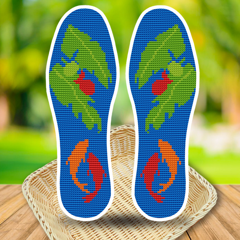 贝意品全棉布半成品手工纳十字绣鞋垫自己绣精准印花带针线 年年有鱼