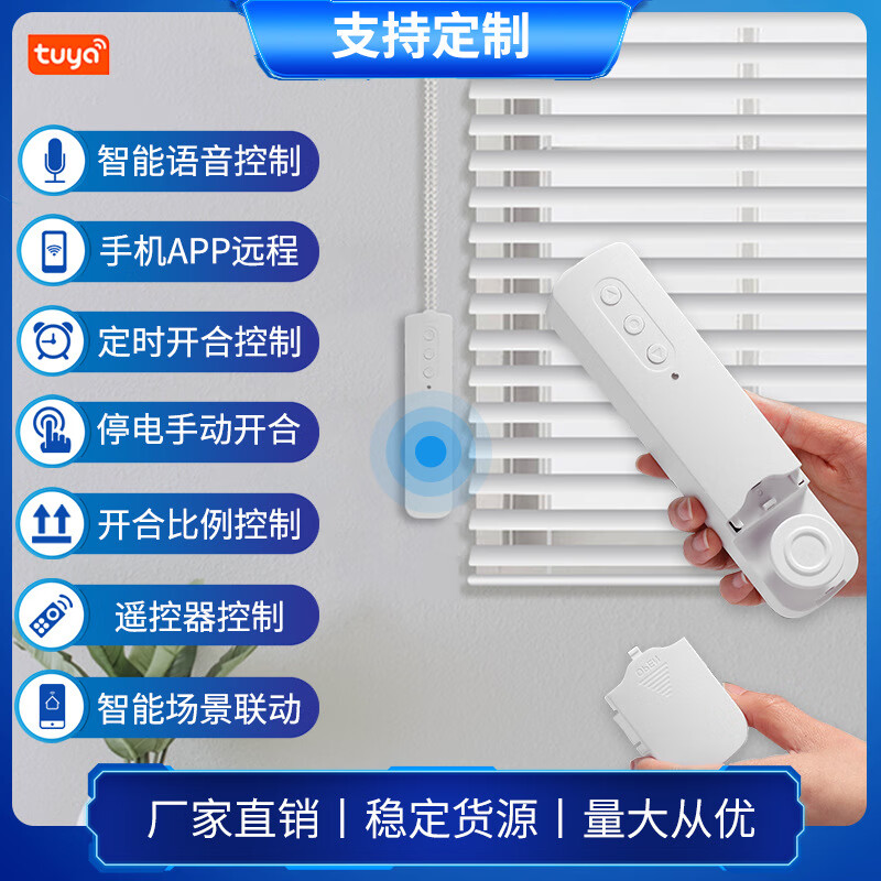 日东涂鸦智能家居窗帘控制器电动开合帘 珠帘百叶帘电机WIFI语音遥控 充电款 WIFI款+遥控器