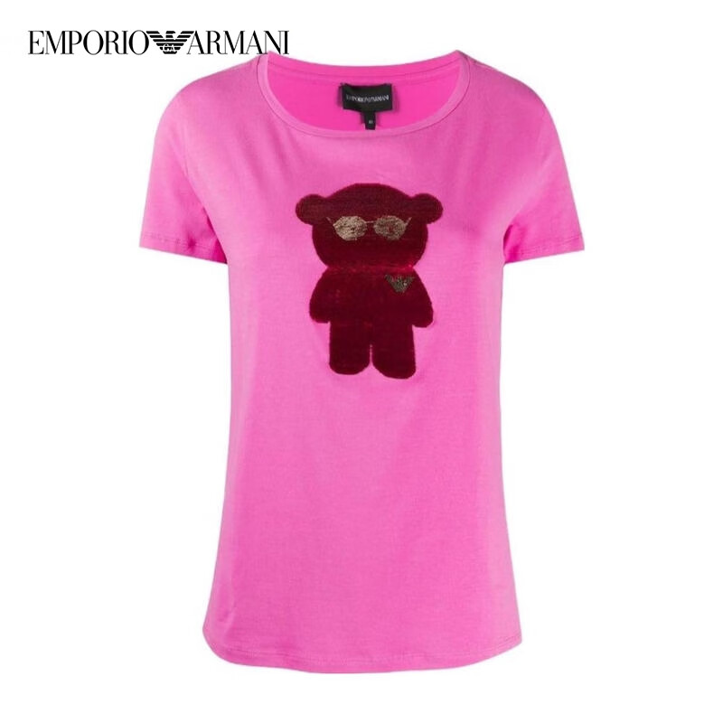 安普里奥·阿玛尼(emporio armani) 女士小熊贴花工艺t恤 0309 40 eu