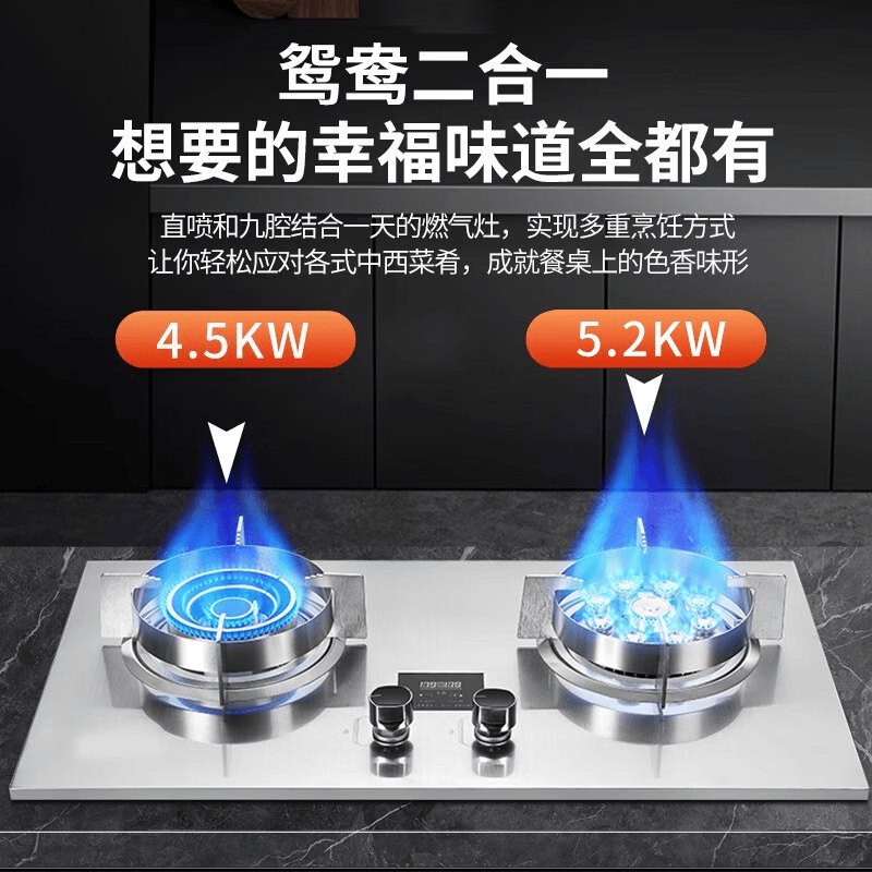 妍太太德国【600x310小开孔尺寸】燃气灶天然气灶煤气灶双灶590x310mm小开孔小面板燃气灶不锈钢猛火灶 【款式236】小开孔款 双文火/钢化玻璃款 特价款 液化气