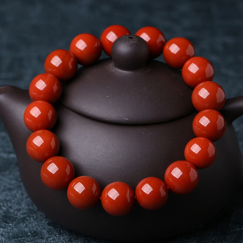 宫艳 南红玛瑙手链男女款单圈满肉柿子红民族风南红佛珠手串实用 满色