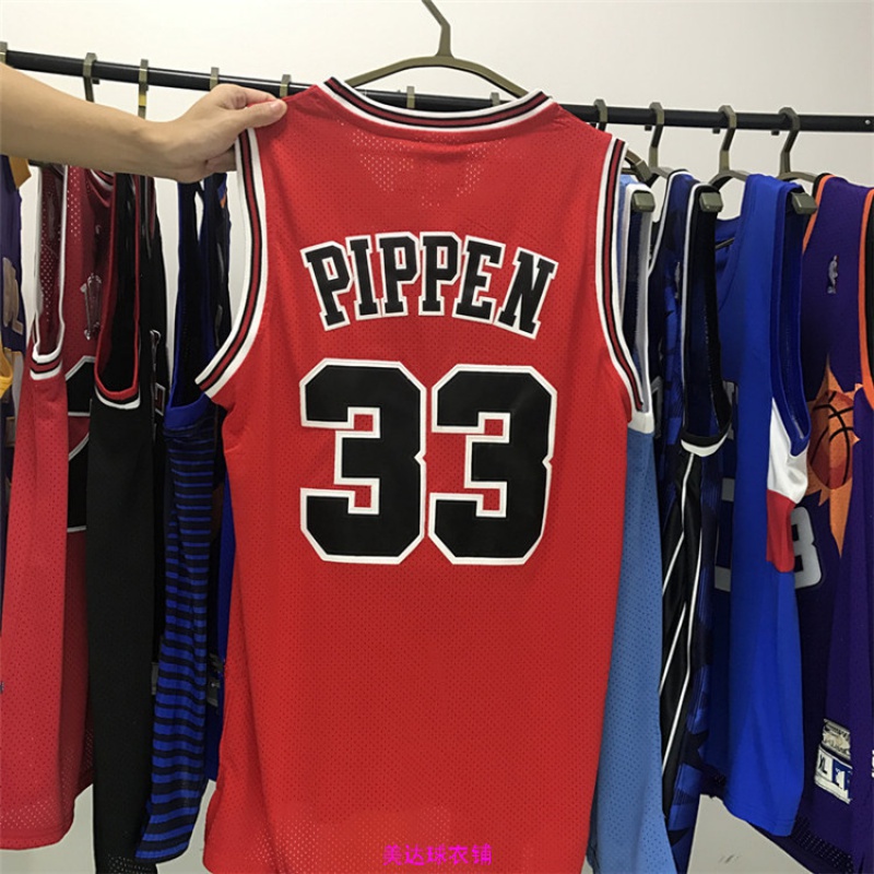騰讯体育nba官方旂舰店同款经典芝加哥公牛队33号皮蓬球衣复古刺绣