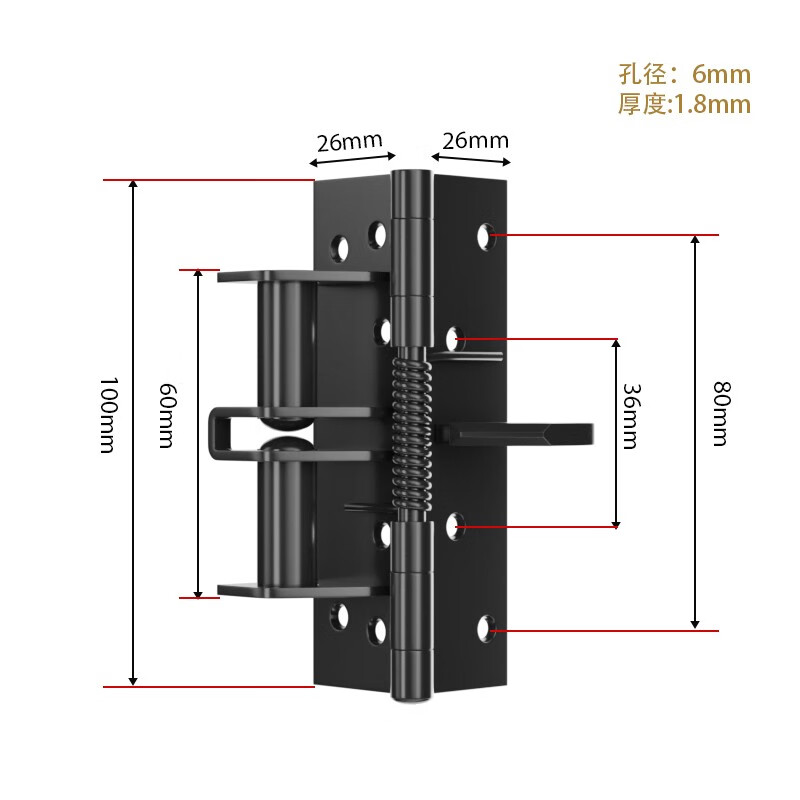 格瑪斯（gemasp）隱形門合頁(yè)五金彈簧液壓緩沖回彈閉門器暗藏自動(dòng)關(guān)門定位阻尼鉸鏈 黑色2只裝