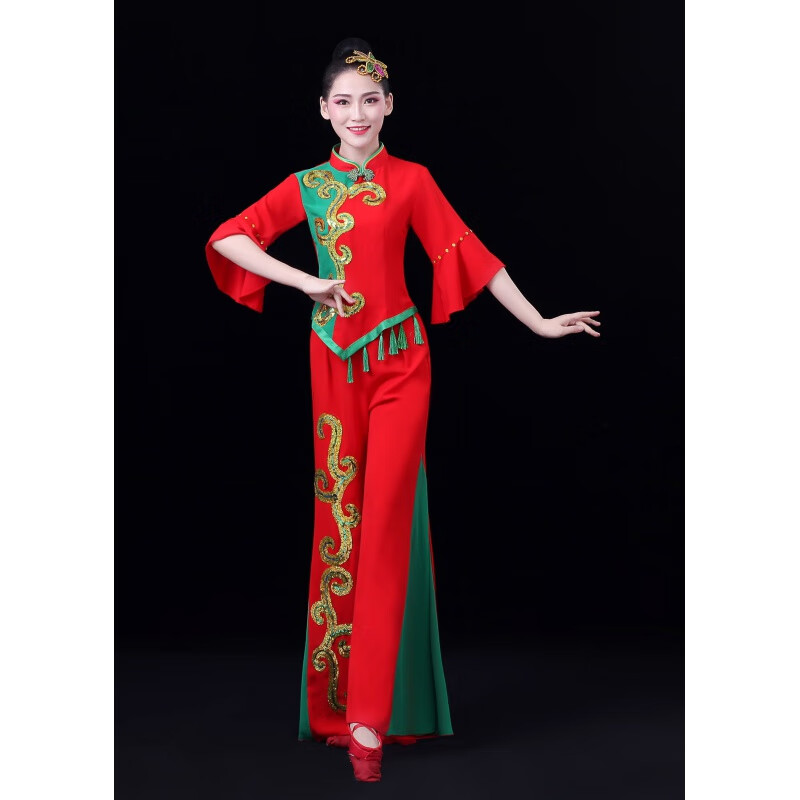 亲在东北大秧歌服装舞演出现代广场舞蹈服中老年喜庆扇子舞二人转 图