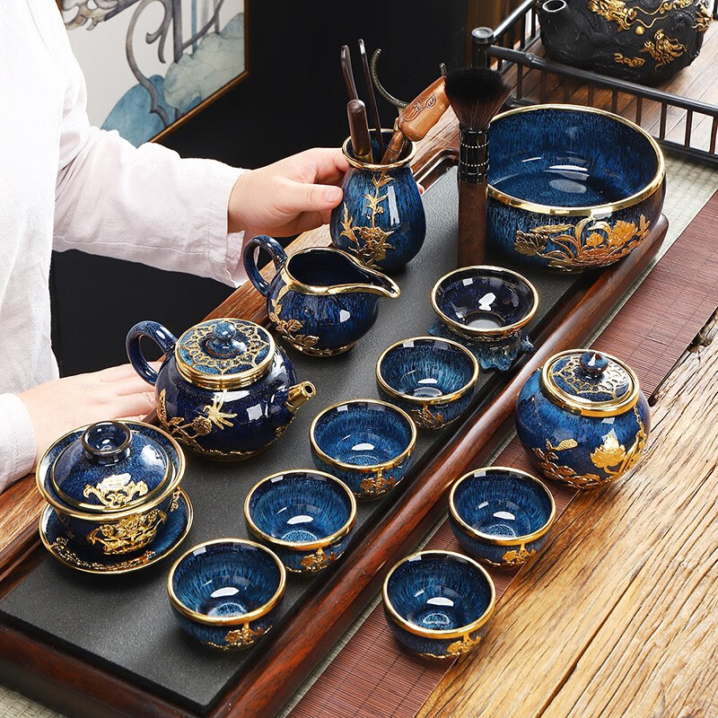 器美优品茶具套装金镶玉建盏天目茶壶适合什么场合使用?插图 器美优品茶具套装金镶玉建盏天目茶壶适合什么场合使用?插图