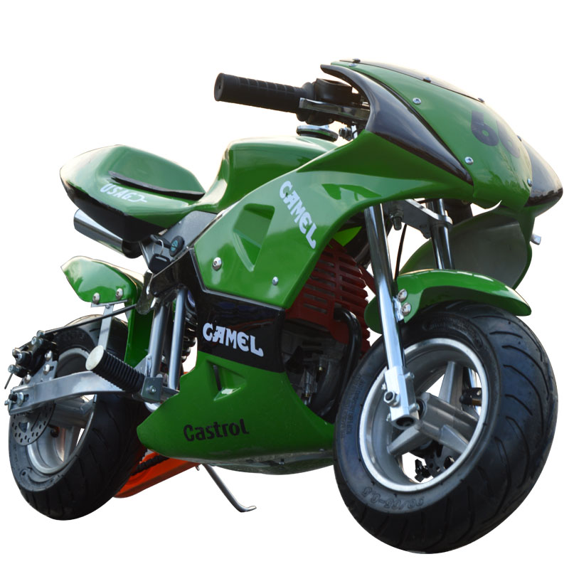 璐歌 迷你摩托车  四冲程 手拉启动雷鹰三代纯汽油版小跑车 绿色