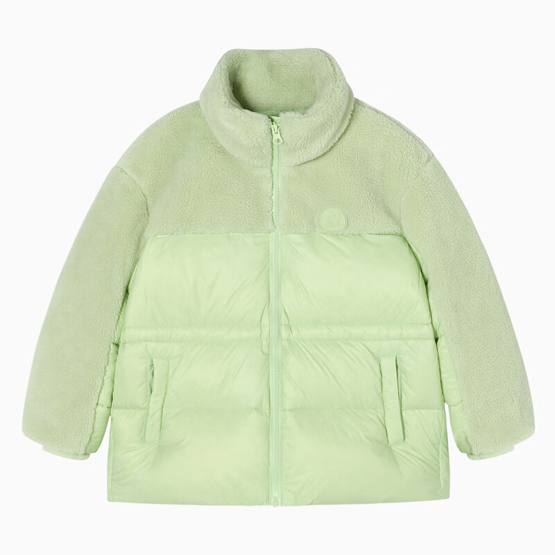 MQD童装女大童冬装立领羽绒服 浅绿 130