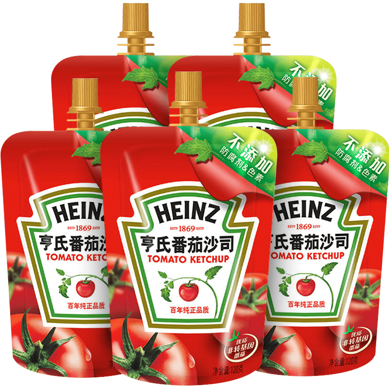 亨氏(heinz)番茄酱120g立袋装 家用手抓饼薯条专用 汉堡店的蕃茄酱