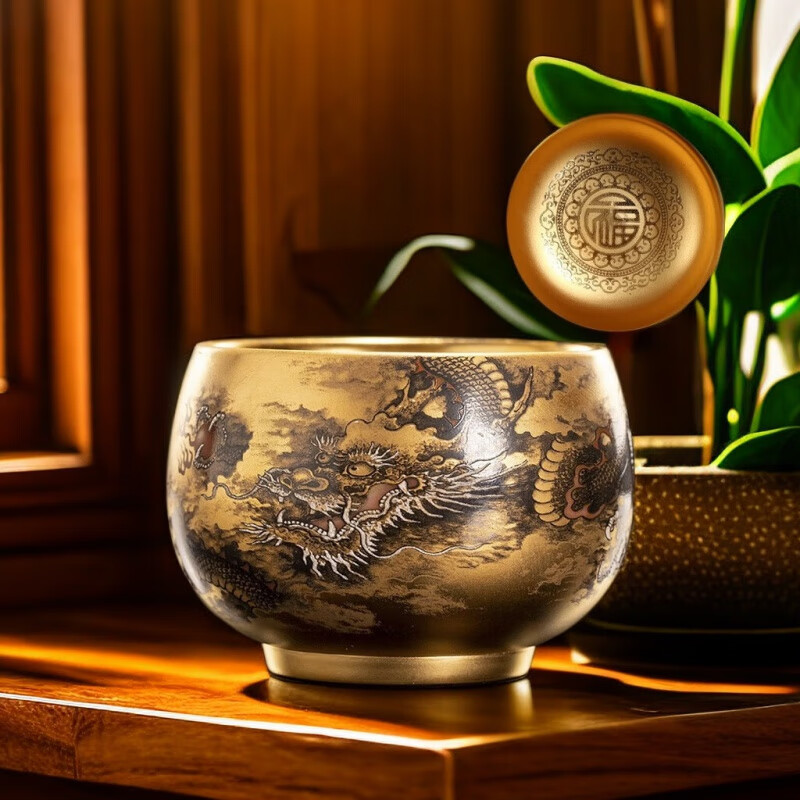 Sonwibumn高端24k鎏金手绘主人杯单杯墨龙个人专用杯金建盏功夫茶杯品茗杯 【送礼官方礼盒装】全鎏金恶龙咆属于什么档次？