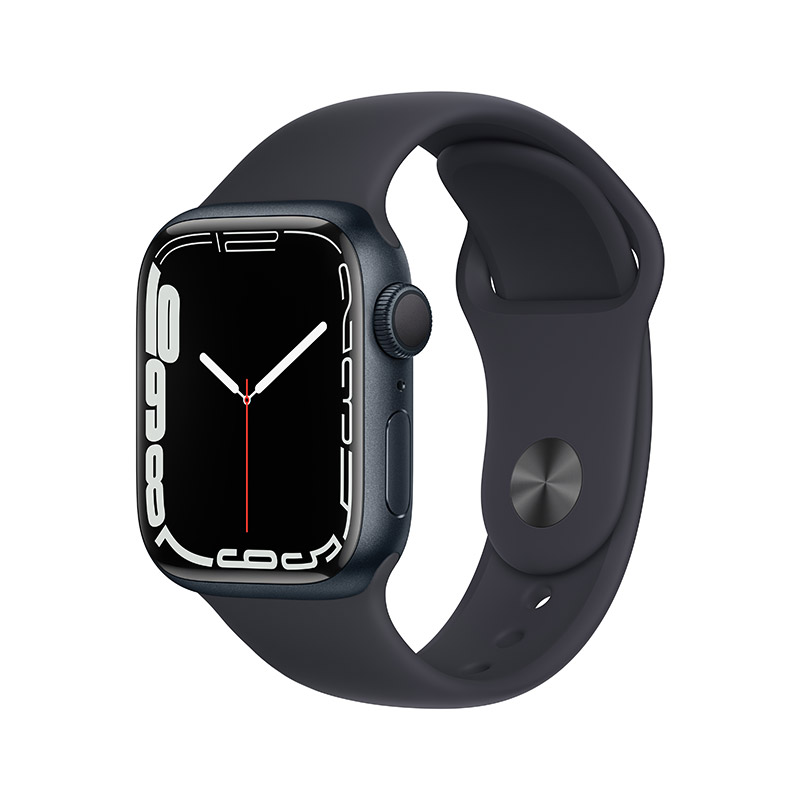 Apple Watch Series 7 智能手表GPS款41 mm午夜色铝金属表壳午夜色运动型表带MKMX3CH/A