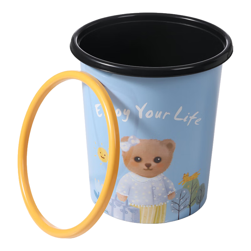 美丽雅网红垃圾桶高颜值大号卫生间厨房卧室办公室客厅无盖颜色随机 无盖 【颜色随机】 8L