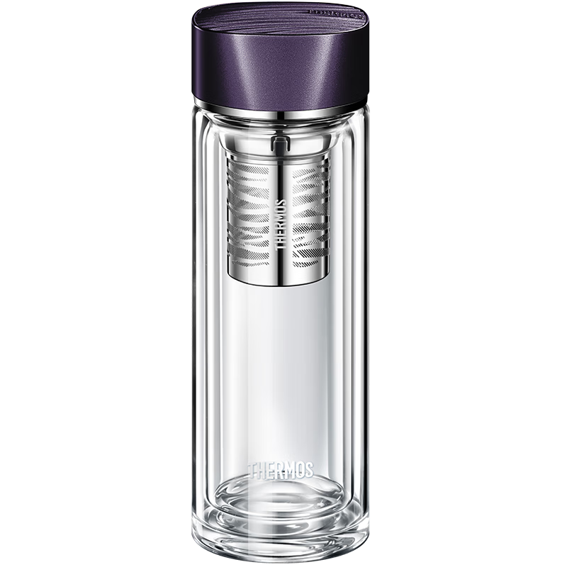 膳魔师（THERMOS）双层玻璃杯400ml男女茶杯水纹行者系列带茶漏TCGB-400-D-PL深紫色