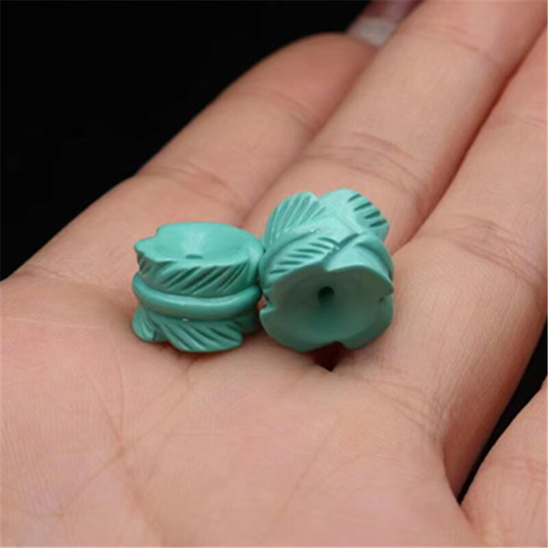 蓝翠缘 绿松石挫金羽毛扣圆珠散珠 平安扣隔片优化松石老型珠配件