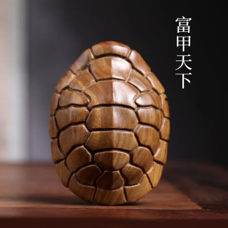 嘉屹手把件文玩绿檀木雕刻富甲天下创意汽车内饰挂件茶桌茶宠个性钥匙