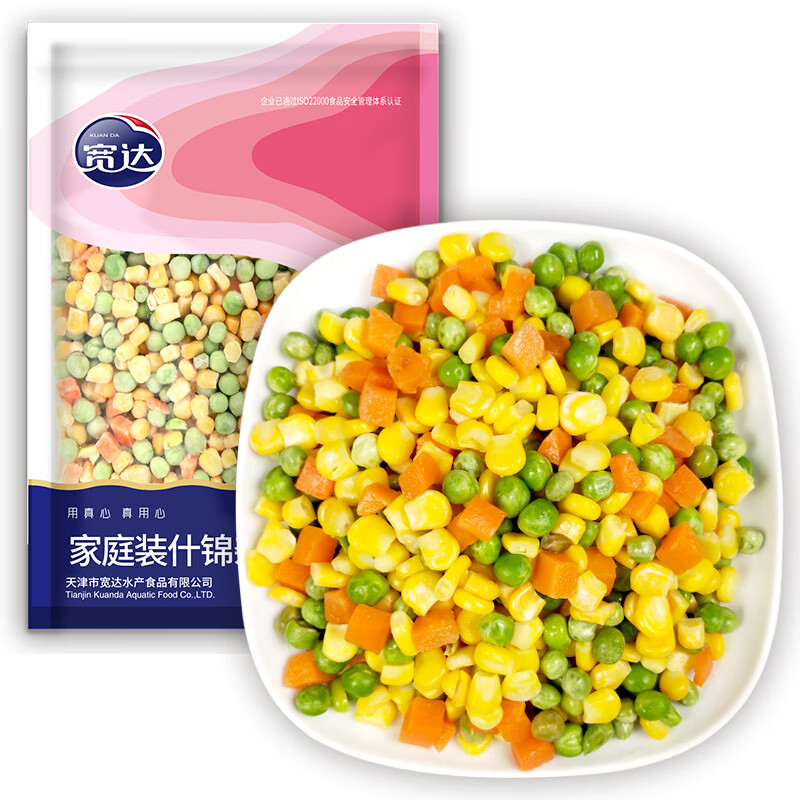 宽达 家庭装什锦杂菜 800g/袋 冷冻甜玉米粒青豆胡萝卜半加工蔬菜