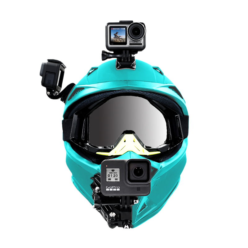 MAXCAM适用于dji大疆osmo灵眸Action3 2运动相机gopro11狗10hero98摩托车头盔下巴固定支架套装360one x3配件