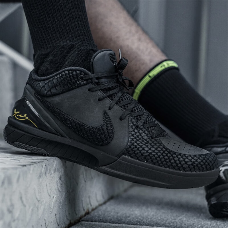 耐克(nike)kobe 4 protro 科比4黑曼巴全黑色实战运动减震防滑耐磨