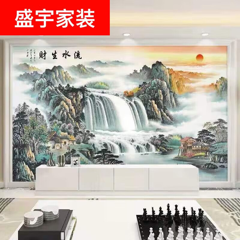 麦哟宝3d电视墙背景墙山水画壁画5d影视墙装饰墙画客厅壁纸背景布墙布