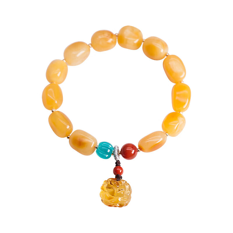 御漪蜜蜡手串约9*10mmdiy女款搭配南红琥珀复古单圈佛珠手链 约9*10mm