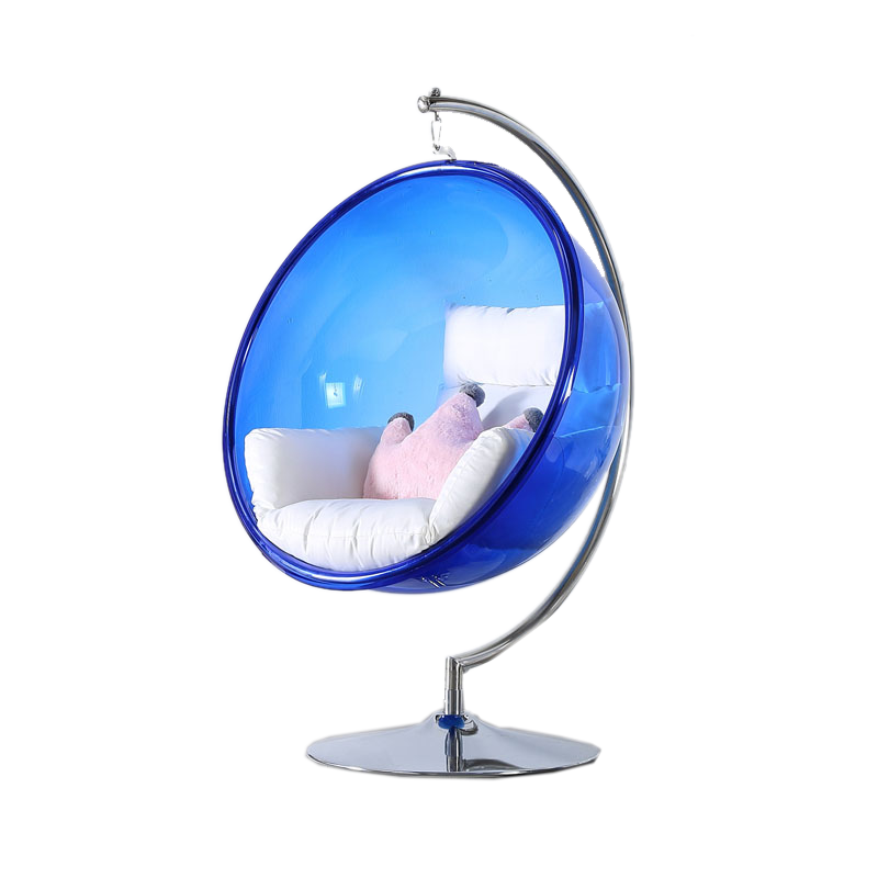 小匠圈 网红泡泡椅玻璃吊椅室内吊篮单人阳台成人摇椅鸟巢半太空玻璃球吊椅吊兰户外秋千民宿酒店旅游景点 不锈钢落地款(亚克力材质 高透明球)