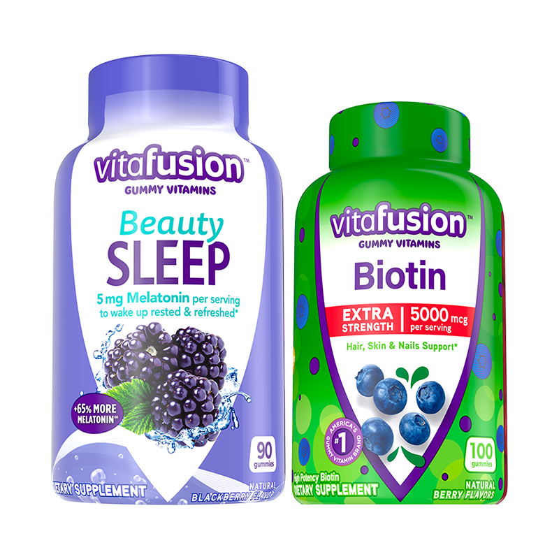 小熊糖（Vitafusion）褪黑素睡眠軟糖90粒/瓶 5mg +生物素軟糖100粒/瓶護發(fā)護膚護指甲