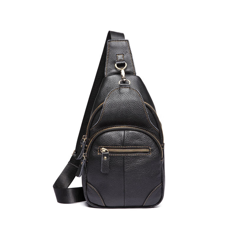 酷奇袋鼠真皮胸包女头层牛皮单肩斜挎包休闲女包韩版男女胸前包包2023