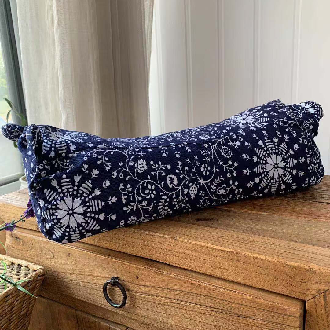 老粗布荞麦虎头枕 颈枕 可拆洗枕头 蓝晕花精美虎头枕