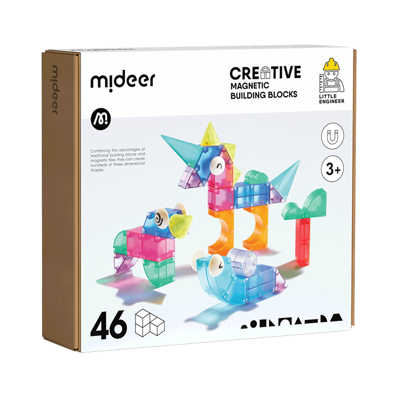 弥鹿（MiDeer）儿童磁吸玩具几何立体大颗粒拼装百变磁力积木-46pcs