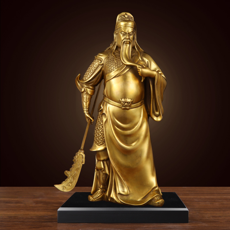 明恩 铜关公关二爷摆件纯铜武财神家用店铺公司客厅关羽武圣关公像