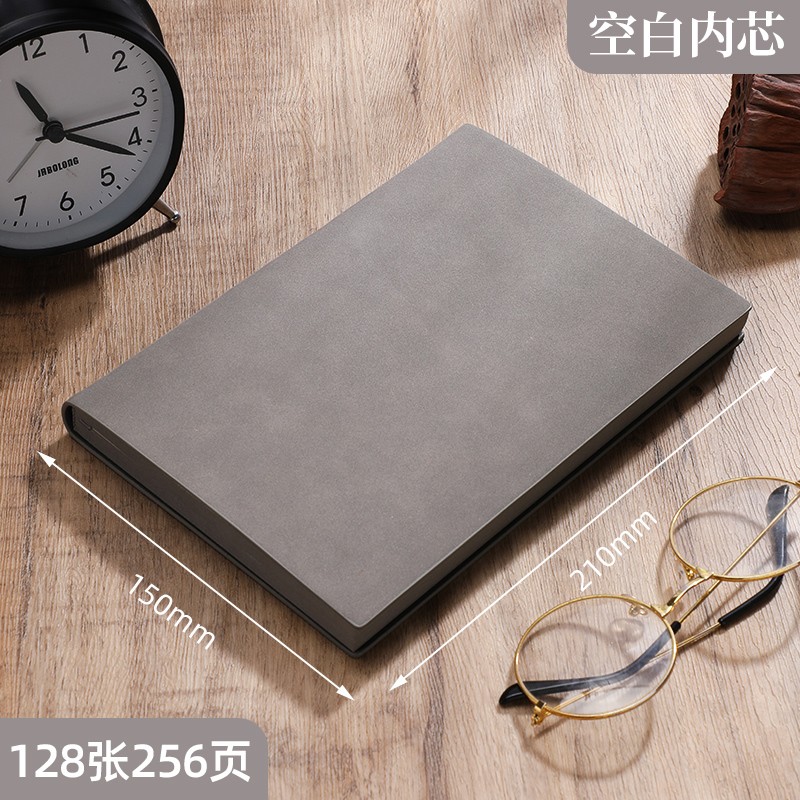 锦兔复古软皮a5羊巴皮加厚记事本笔记本文艺工作商务办公会议记录本定做企业logo定制本子文具本子 灰色空白款