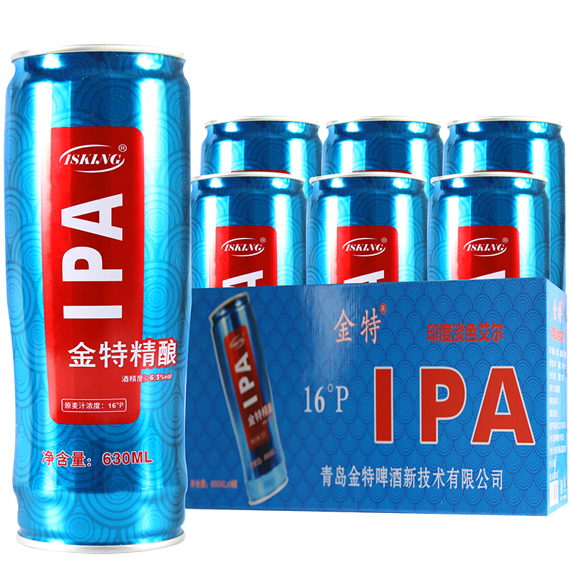 青岛金特（ISKING）16度精酿IPA印度淡色艾尔啤酒630ml*6罐礼盒整箱装 金特（ISKING）IPA630ml*6罐礼盒装