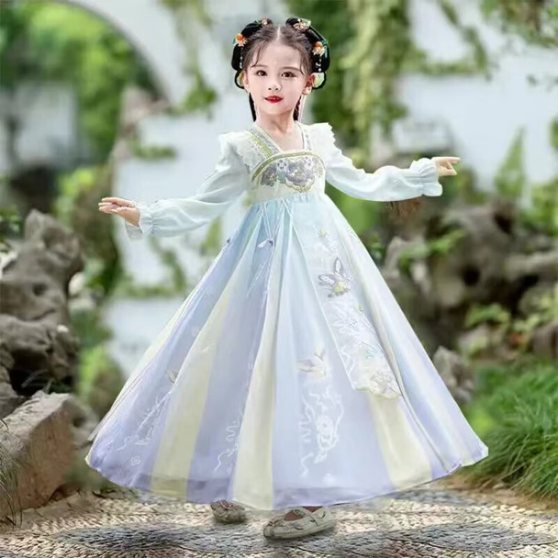 汉服2024春夏新款季中国风儿童古装古风仙公主裙女孩唐装旗袍 梨花落