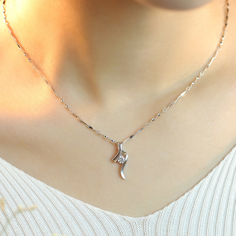 dolv白金素链pt950项链pt铂 锁骨链子 女款2018气质性感简约珠宝首饰