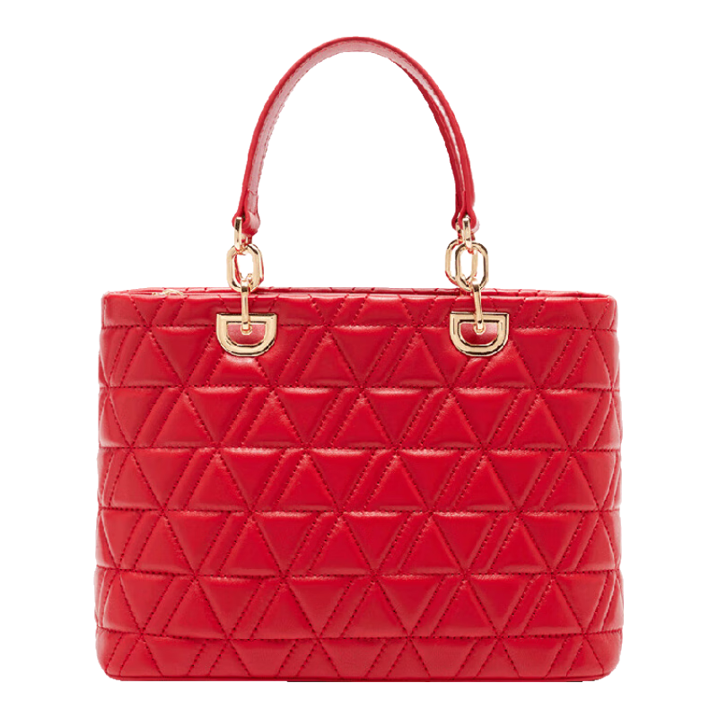 夢(mèng)特嬌（MONTAGUT）女包羊皮戴妃包真皮菱格菜籃子大容量手提斜挎包結婚包新娘包 中國紅