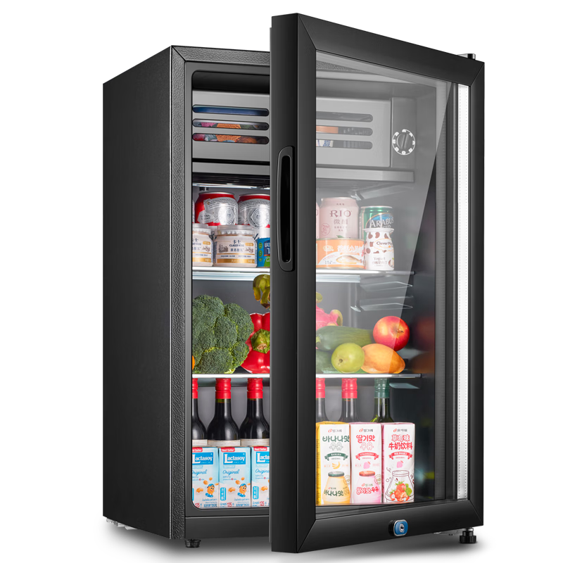 新飛冰吧辦公室茶葉飲料紅酒冷藏柜 家用單門小型冰箱 留樣保鮮展示柜 148升黑內(nèi)膽 【冷藏+微冷凍+帶燈+帶鎖】