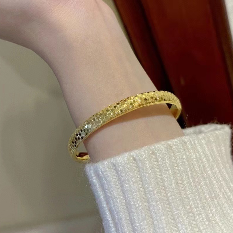 七夕情人节礼物 恋柯 网红蹦迪手镯黄金2022新款亮闪闪面3d硬金镯子女