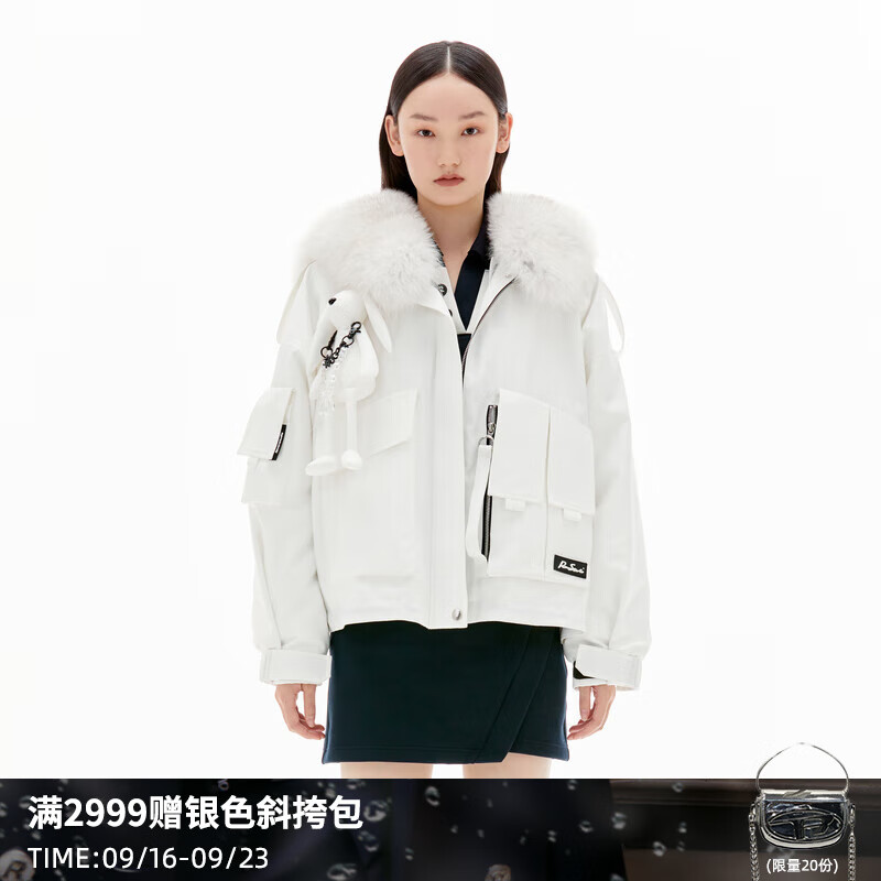 RE'VAN芮范冬季新品设计师款质感毛领派克皮草外套RU91701199 白色 XS/34高性价比高么？