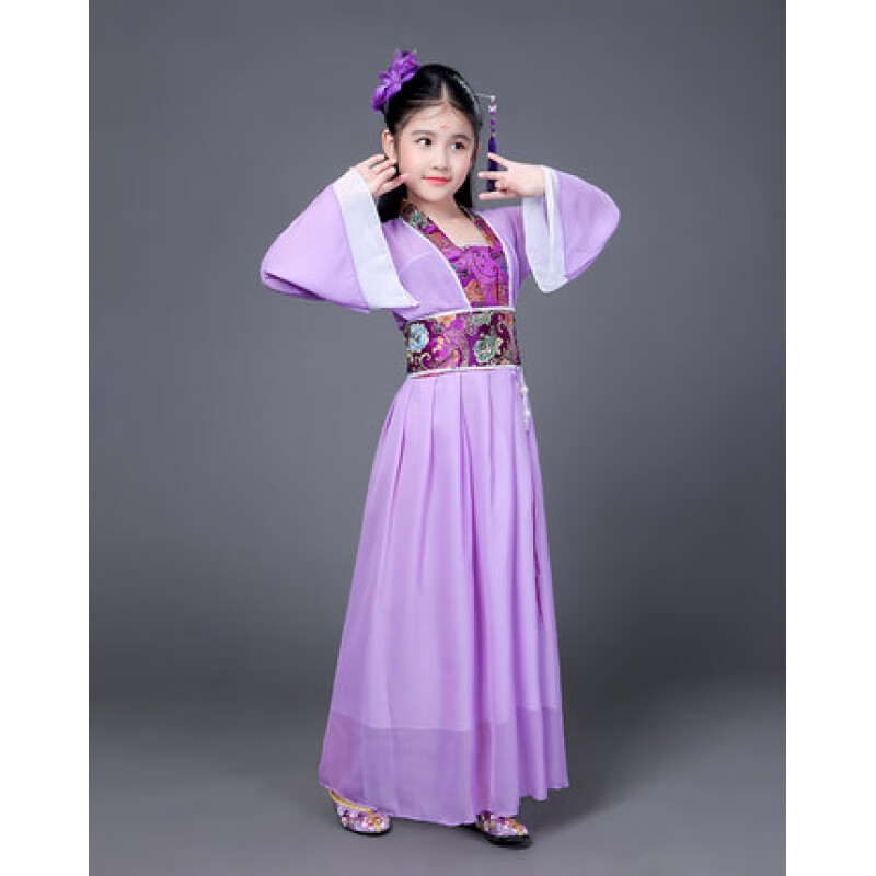 儿童京剧戏服古装戏曲演出服穆桂英戏曲表演服装越剧黄梅装汉 紫色