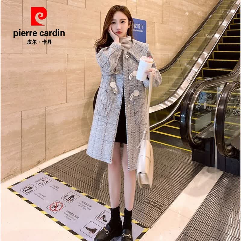 皮尔卡丹（pierre cardin）毛呢外套女装中长款时尚宽松韩版牛角扣时尚春秋呢子大衣女百搭潮 灰色 M 建议105-115斤使用感如何?