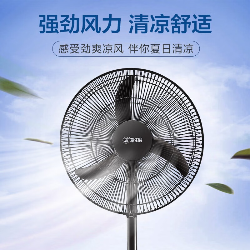 华生(Wahson)电风扇落地扇家用风扇立式大风力客厅宿舍五叶金属风扇轻音节能劲风远距电扇 18吋牛角扇三叶低噪大风量FS-D1806黑色
