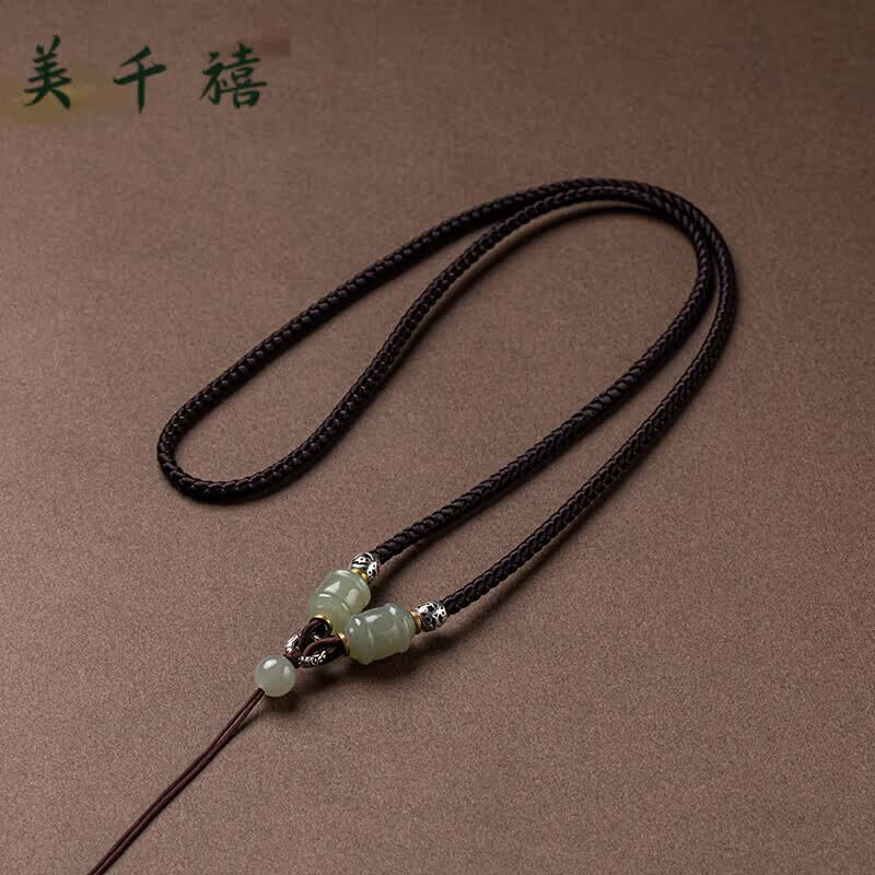 美千禧保真和田玉吊坠挂绳手工编织项链绳平安扣貔貅观音玉坠挂件绳男女 FC固定款-棕绳