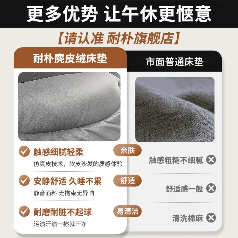 耐朴折叠床单人床办公室 午睡神器 家用便携行军床简易午休多功能躺椅 静音棉麻款【加固方管】190*70cm