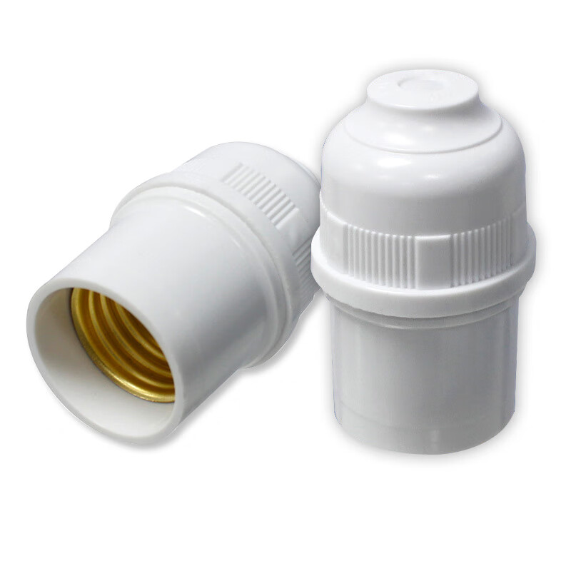 螺口灯头灯头螺纹平装式灯座e27悬吊式铜罗口胶木10个 e27螺口白色