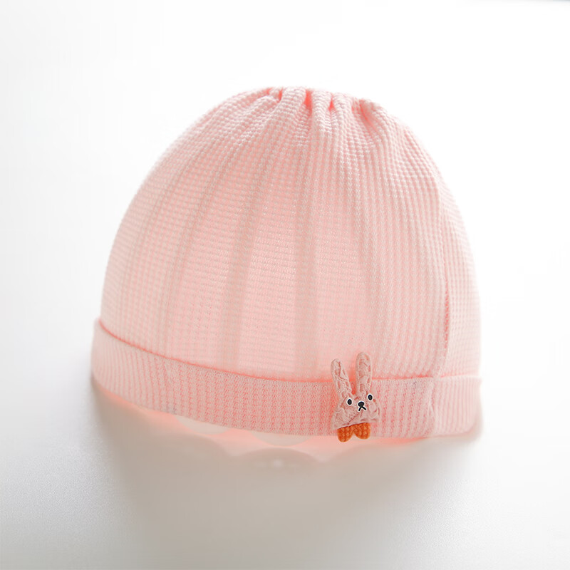 新生婴儿帽子夏季纯棉薄款0-3月6初生男女宝宝无骨胎帽护卤门 粉粉色