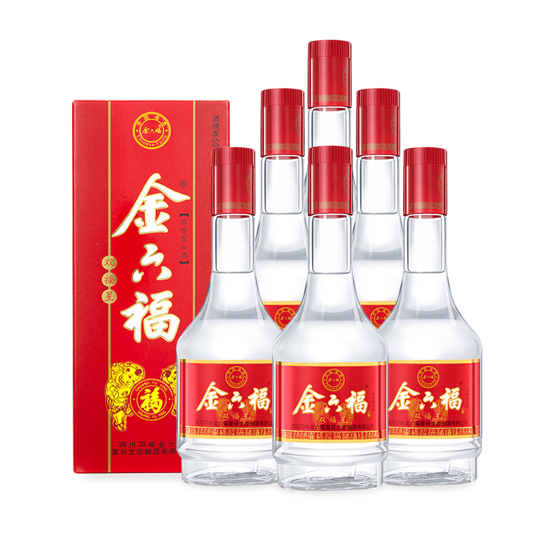 金六福 双福星 浓香型白酒 50度 475ml*6瓶 整箱装 158元
