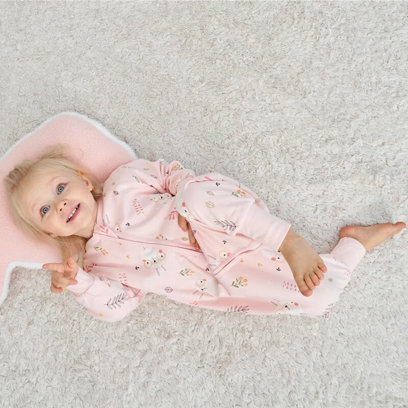 甜蜜礼物四季单层分腿睡袋春夏秋冬新款婴幼儿童男女宝棉分腿睡袋家居服 单层【春秋22-28度】粉色兔子 90码(身高80-95CM)12-24个月