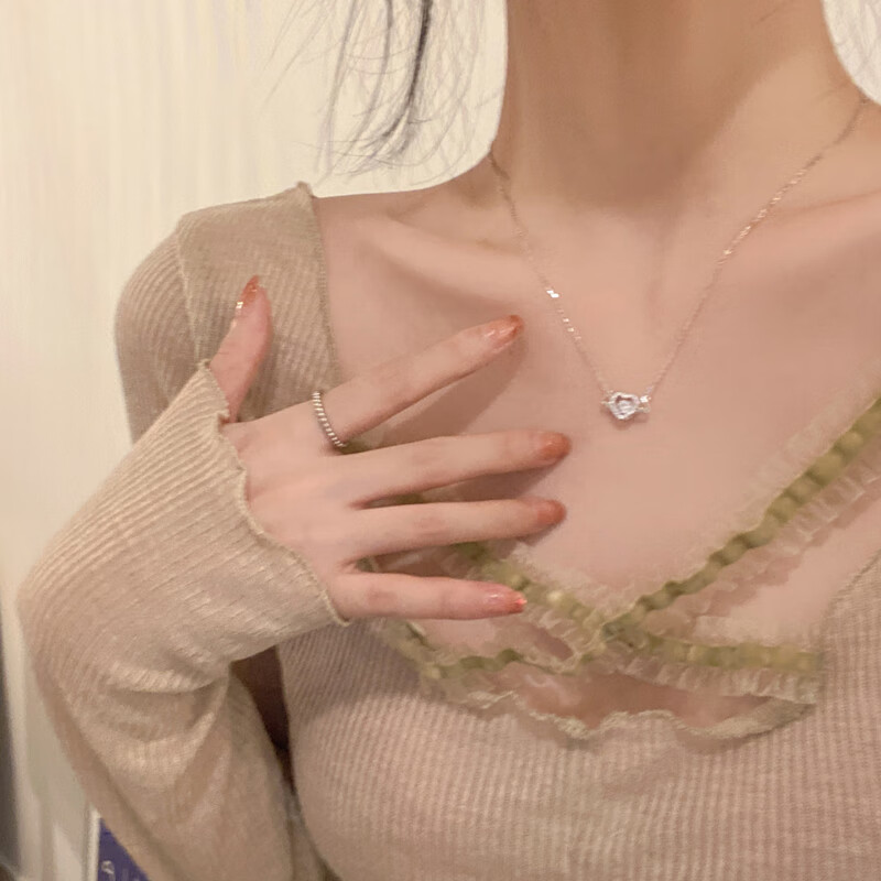 初逅丘比特之心天使之翼爱心项链女2024新款潮气质高级感设计小众锁链