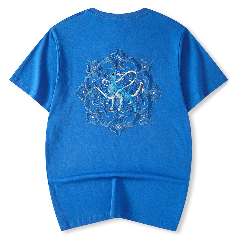 天龙致尊denon supreme短袖t恤男女潮牌国潮壹鹿领先刺绣纯棉宽松情侣