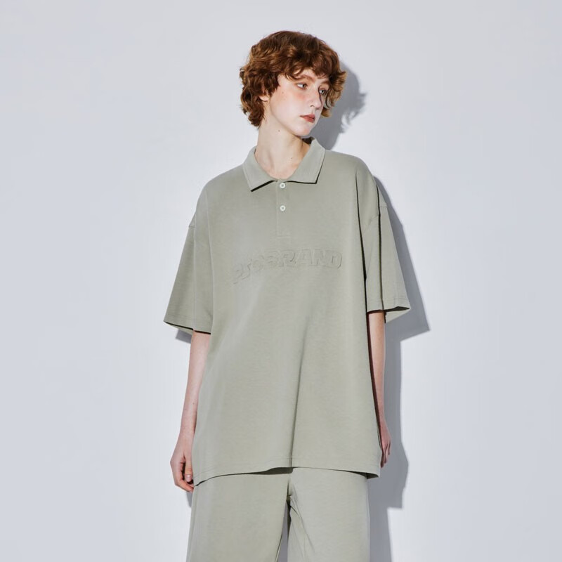 pso brand230克透气运动棉面料logo立体压花短袖polo衫男翻领 杏仁绿